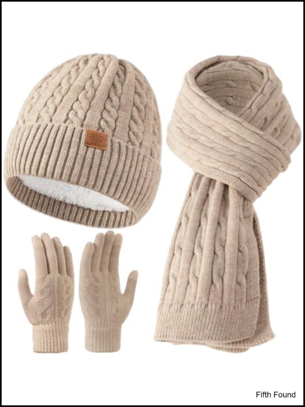 Winter Beanie Hat Touchscreen Gloves Long Scarf 3 Piece Warm Set